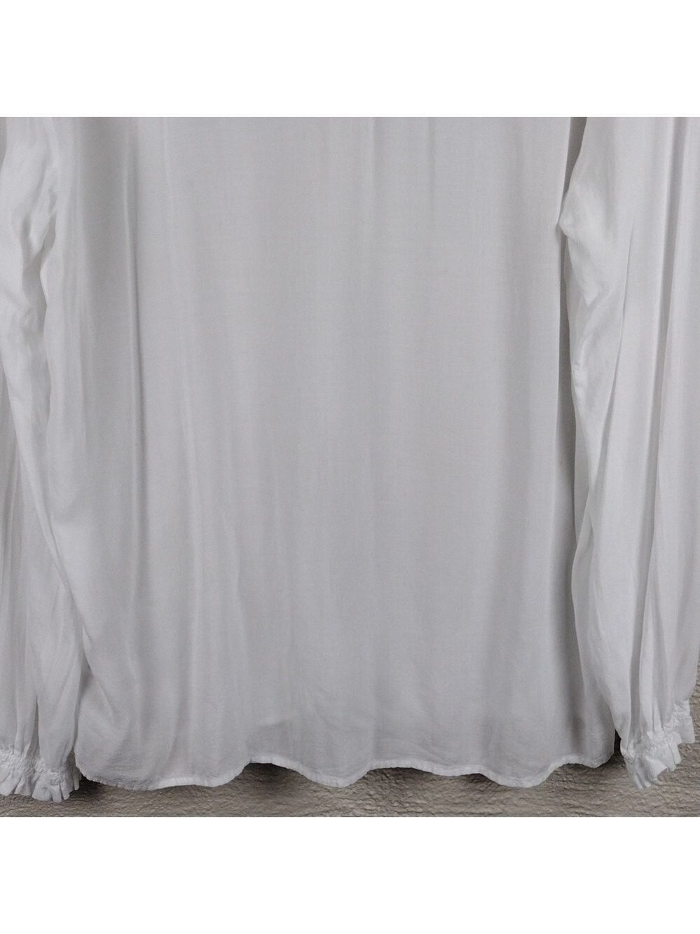Velvet By Graham & Spencer White Ruffle Tie V-Neck Long Sleeve Sheer Peasant Top - Picture 10 of 14